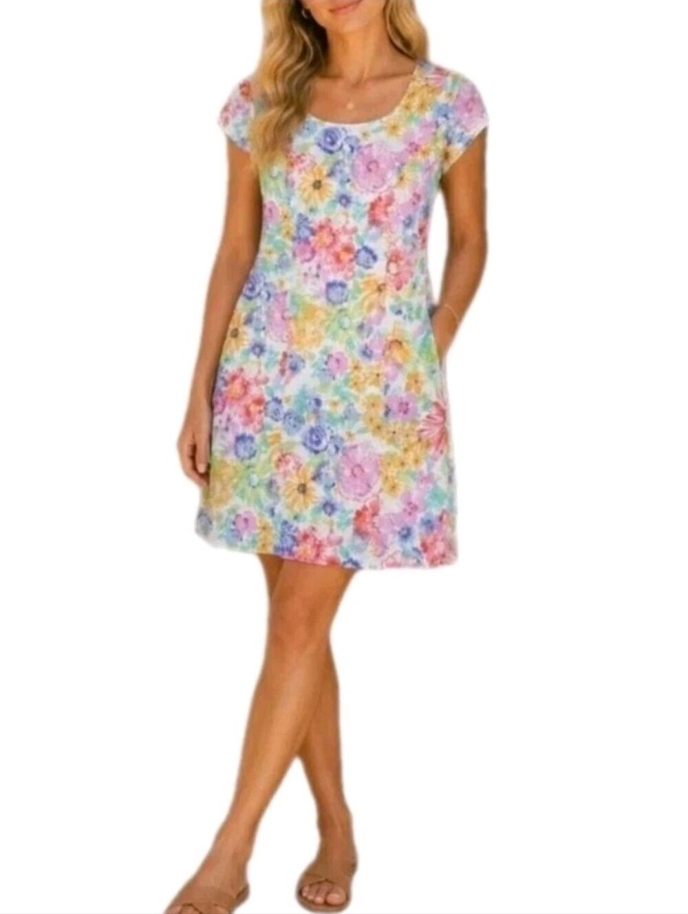 Liz Baker ~Woman Size 12~ Multicolor Floral Print Dress Fully Lined NWOT.